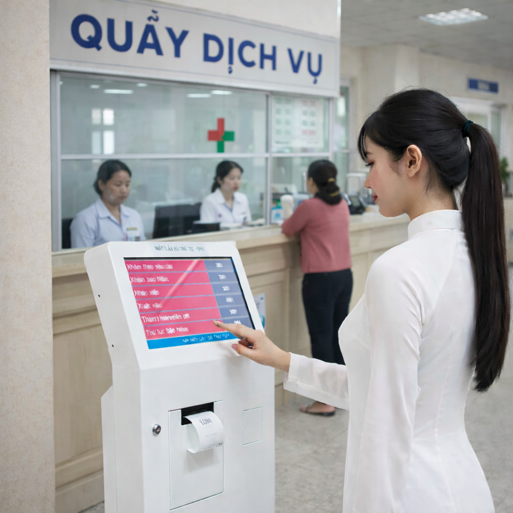 kiosk lấy số cho khám bệnh ít quầy dịch vụ
