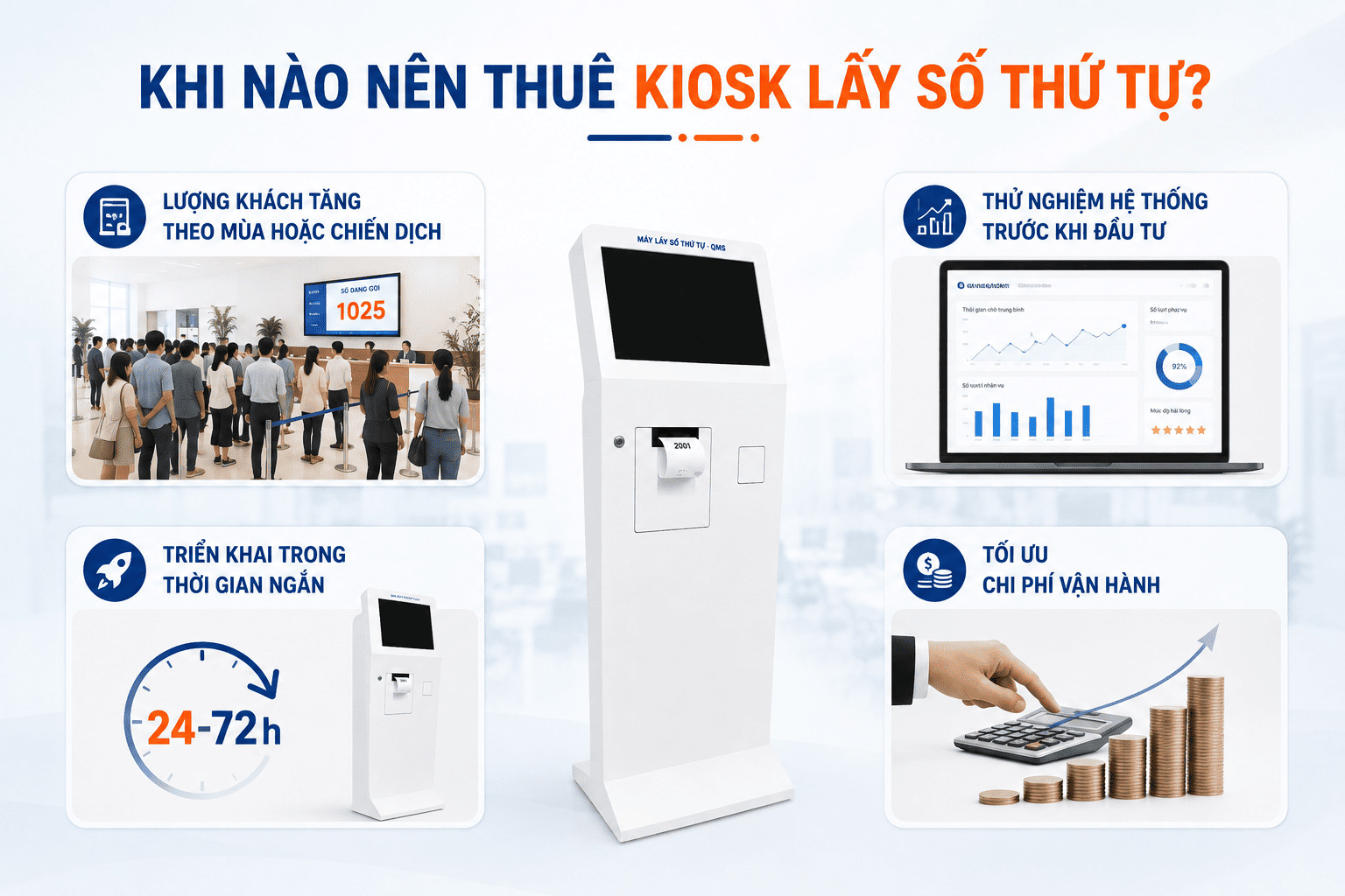 Cho Thuê Kiosk Lấy Số Thứ Tự Giá Tốt, Lắp Đặt Nhanh 3 Khi nào nên thuê kiosk lấy số thứ tự?